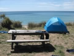 Campsite looking out to the beach