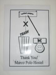 Toilet paper in toilet sign