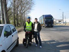 Romanians on side of road