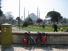 Bike in front on Blue Mosque