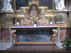 Skeleton in glass coffin