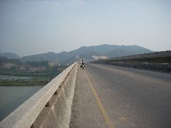 Sally crossing bridge