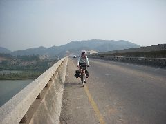 Sally crossing bridge