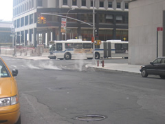 Steam rising from Manhattan St