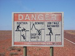 Mineshafts warning sign